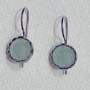 Silver earrings with green stone